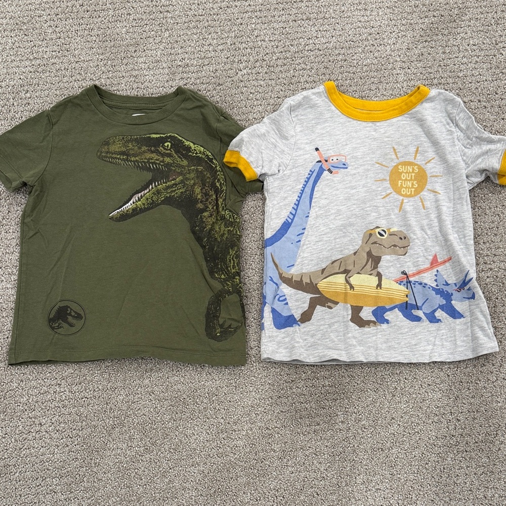Boys Size 5T Old Navy Dinosaur Graphic Kids T-Shirts - Green & Gray